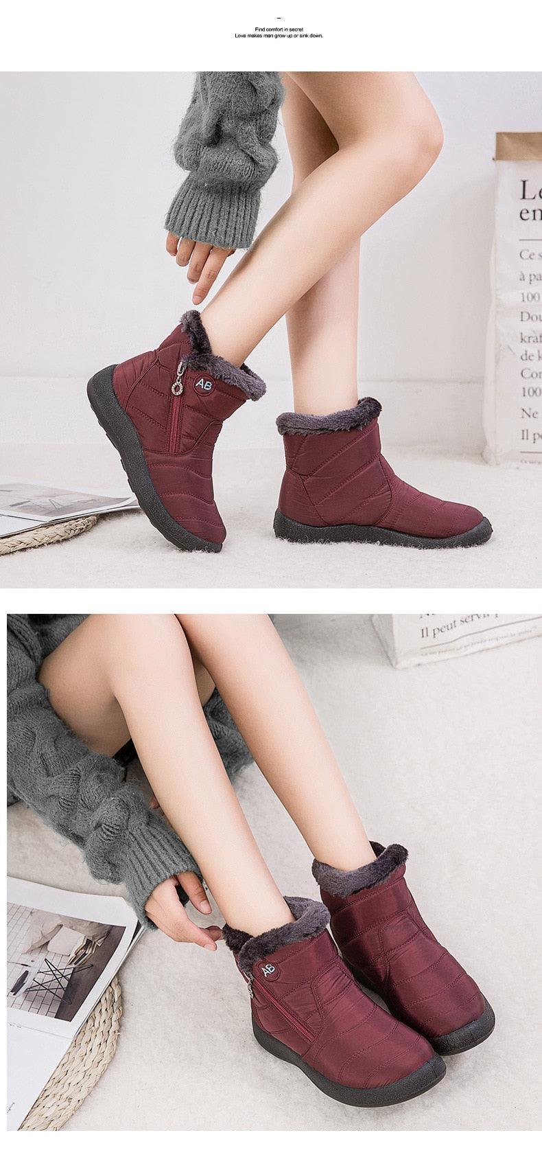 Women’s Fur Lined Winter Ankle Boots – Warm Slip-On Snow Shoes
