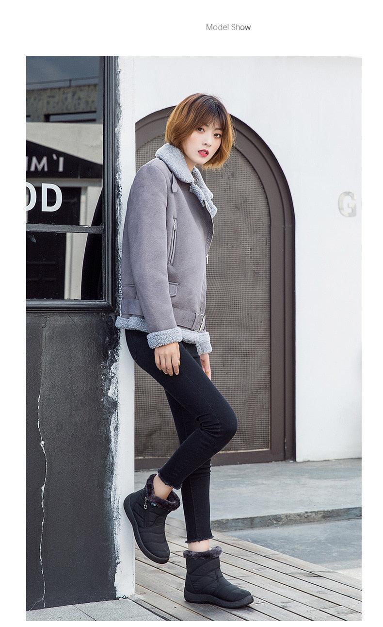 Women’s Fur Lined Winter Ankle Boots – Warm Slip-On Snow Shoes