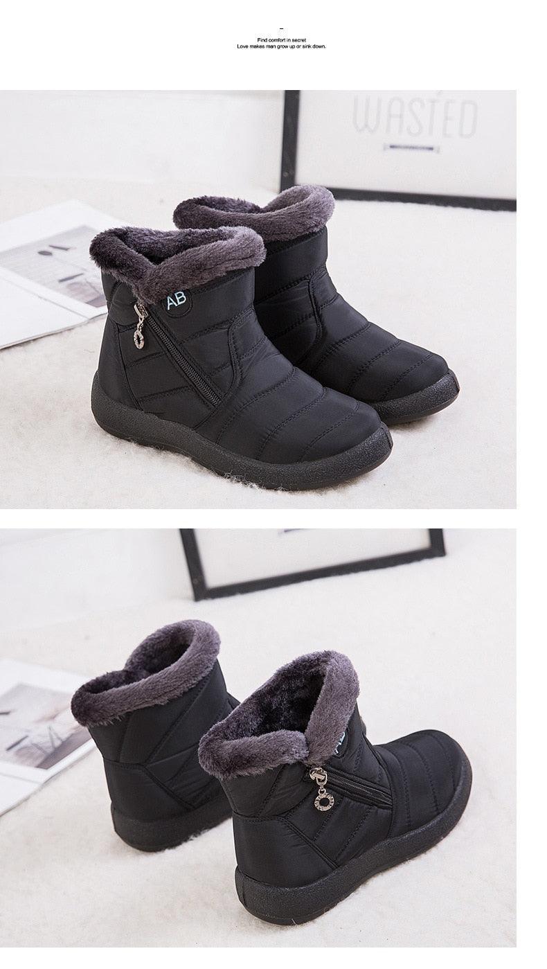 Women’s Fur Lined Winter Ankle Boots – Warm Slip-On Snow Shoes