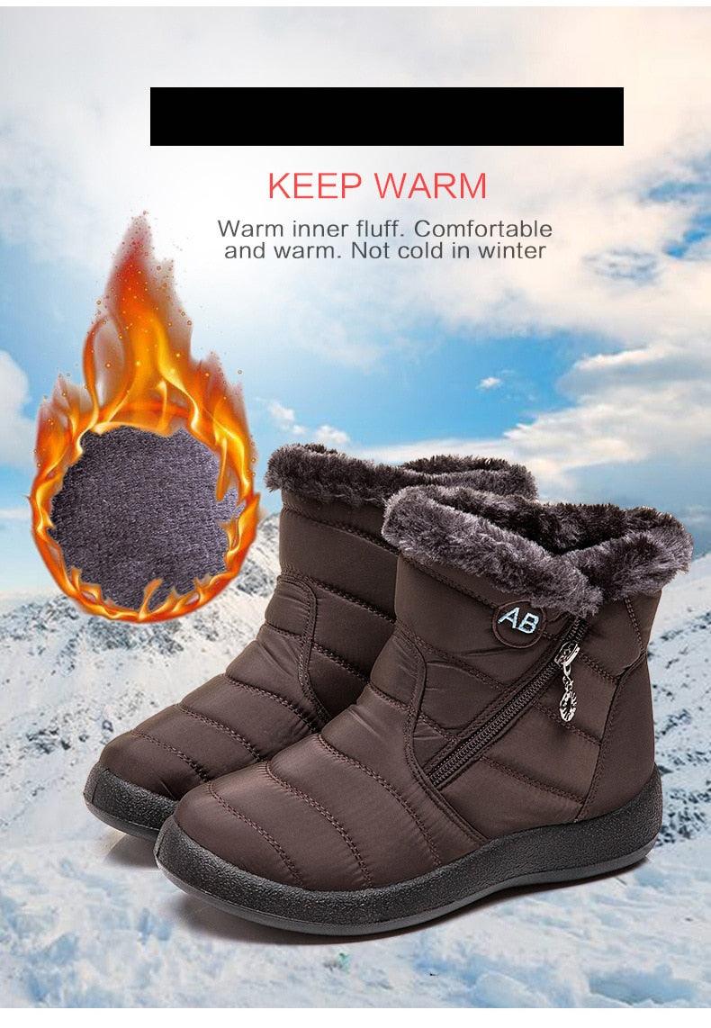 Women’s Fur Lined Winter Ankle Boots – Warm Slip-On Snow Shoes
