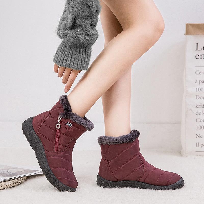 Women’s Fur Lined Winter Ankle Boots – Warm Slip-On Snow Shoes