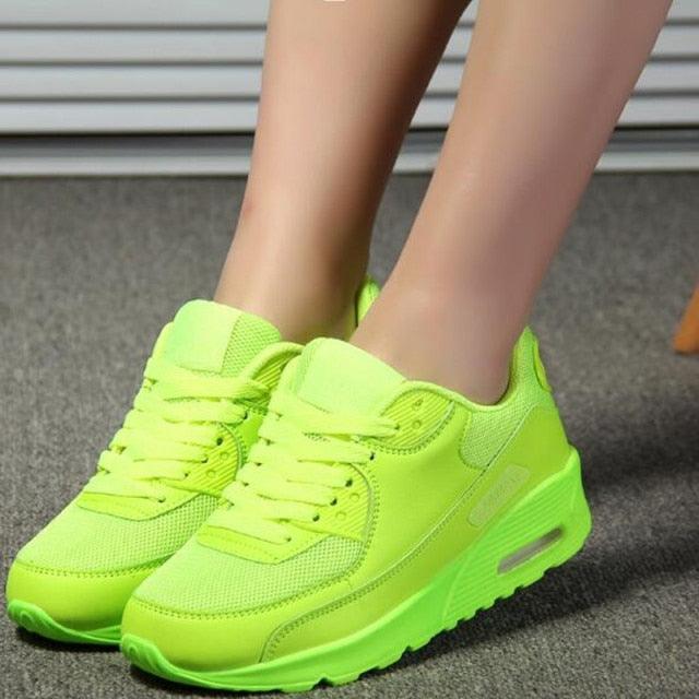 Women’s Breathable Platform Sneakers Green Black Pink Air Cushion