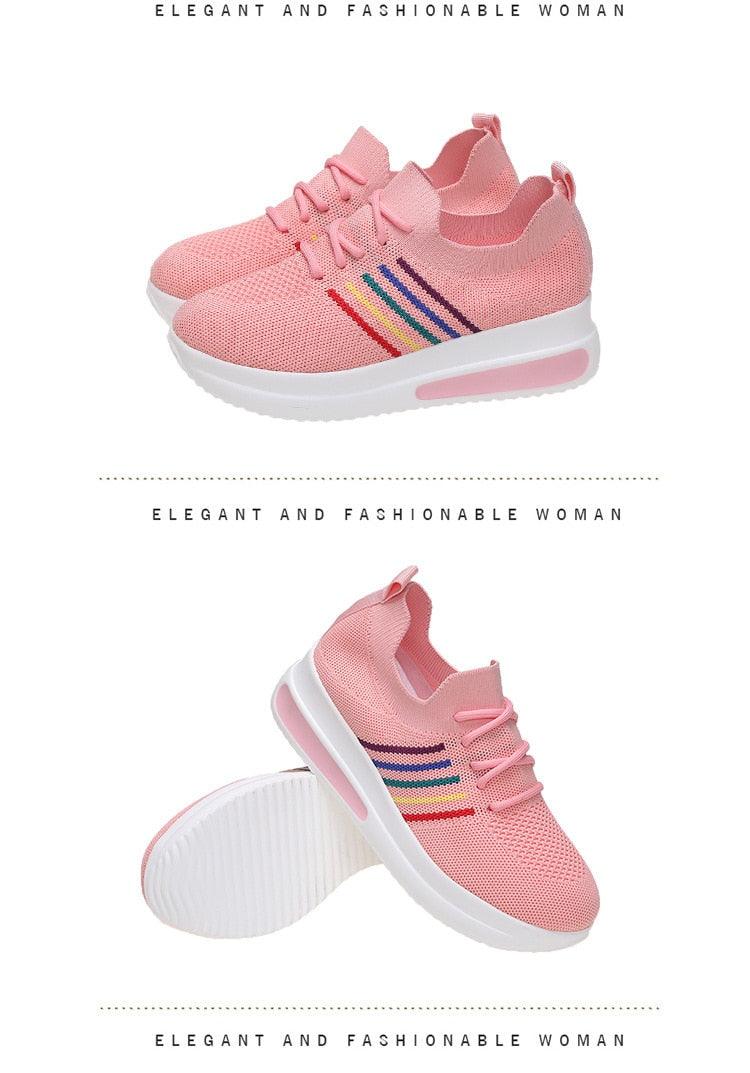 Women's Lightweight Breathable Platform Sneakers Casual Walking Shoes