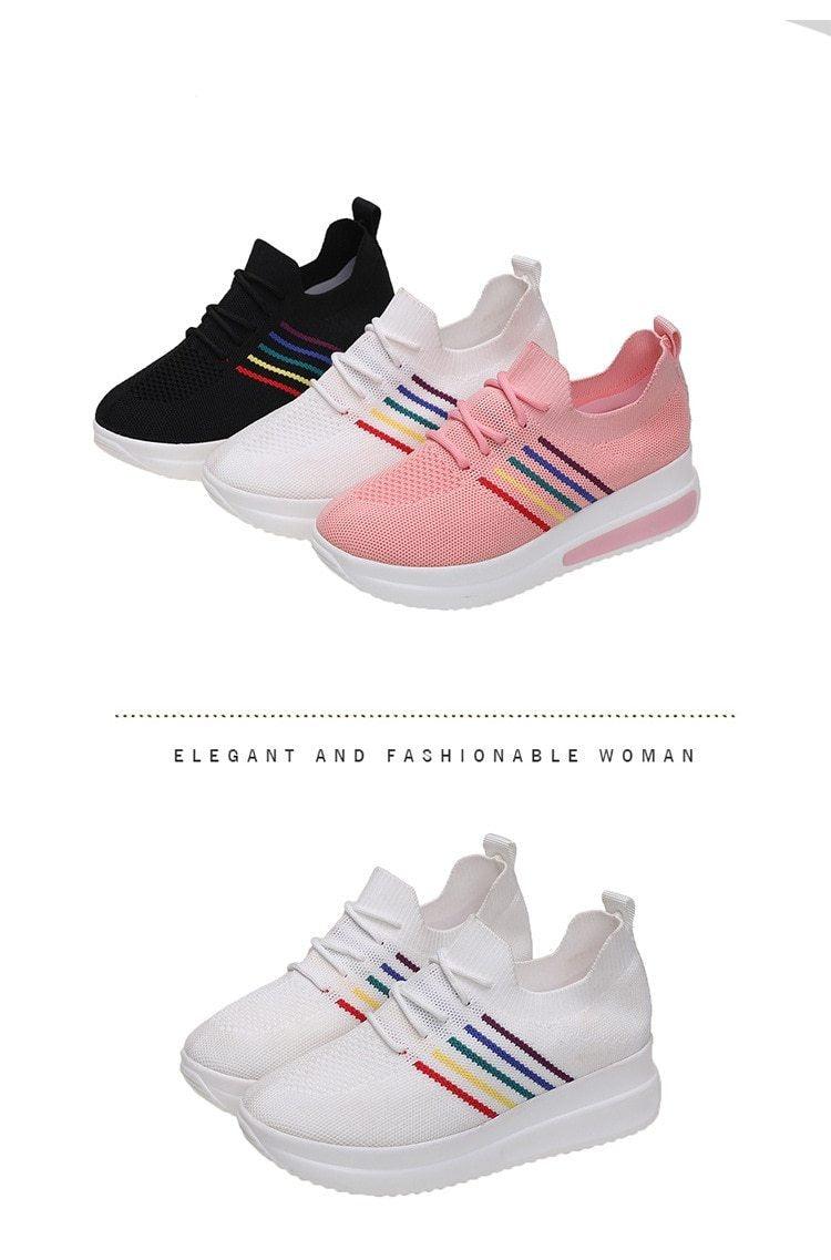 Women's Lightweight Breathable Platform Sneakers Casual Walking Shoes