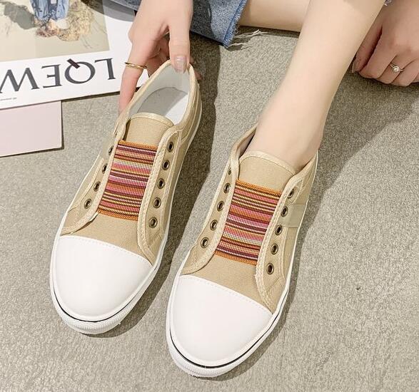 Women’s Canvas Slip-On Sneakers Comfortable Low-Cut Walking Shoes