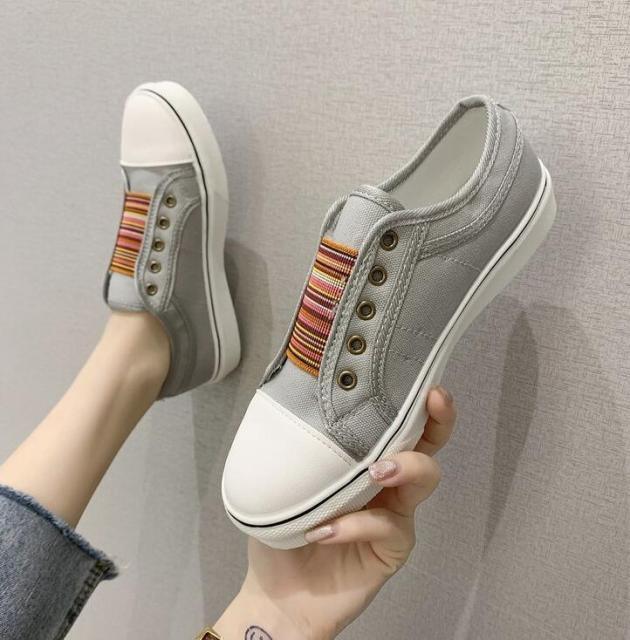 Women’s Canvas Slip-On Sneakers Comfortable Low-Cut Walking Shoes