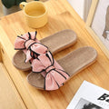 Women’s Linen Striped Bow Platform Slides for Summer Casual