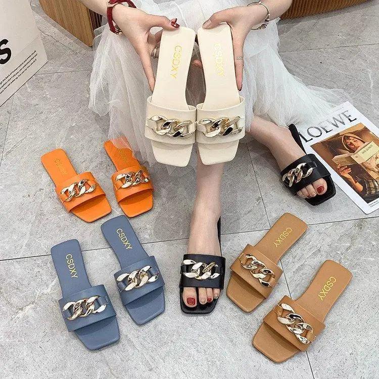 A pair of stylish, comfortable women's flip flop sandals for summer outfits