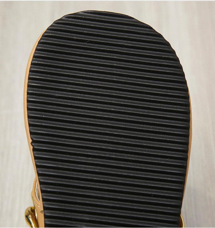Women's Chain Detail Platform Slide Sandals Comfortable Summer Shoes