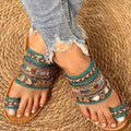 Women’s Strappy Geometric Flat Sandals for Summer Festival