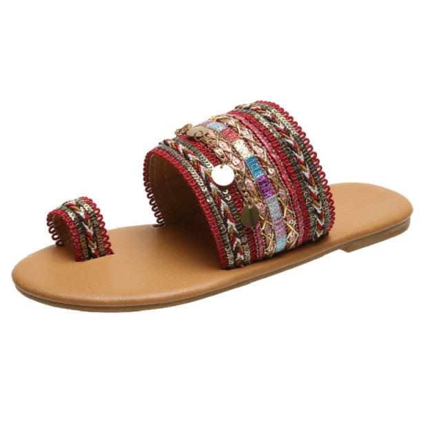 Women’s Strappy Geometric Flat Sandals for Summer Festival