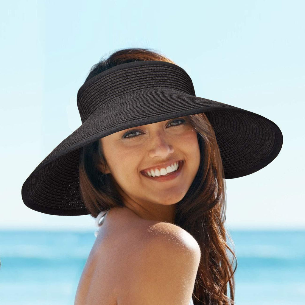 Foldable Wide Brim Sun Visor Hat for Women - UV Protection Beach Hat
