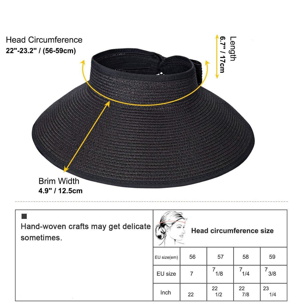 Foldable Wide Brim Sun Visor Hat for Women - UV Protection Beach Hat