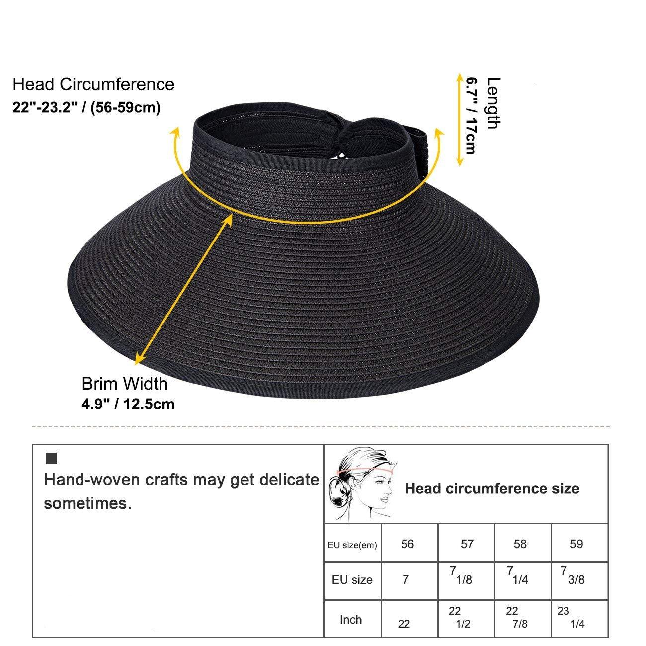 Foldable Wide Brim Sun Visor Hat for Women - UV Protection Beach Hat