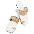 Women’s Summer Weave Chain Slide Sandals Square Heel Flip Flops