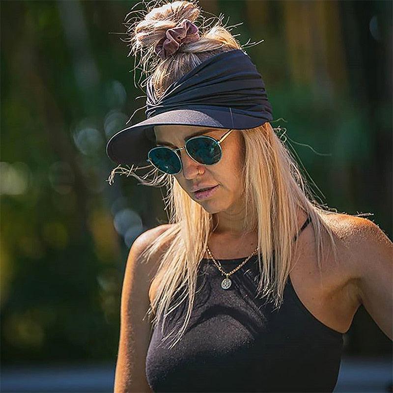 Women's Elegant Sun Visor Hat – Lightweight Packable UV Beach Hat