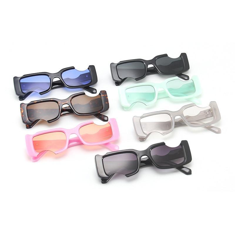 Trending Vintage Rectangle Sunglasses with Black Pink Lenses