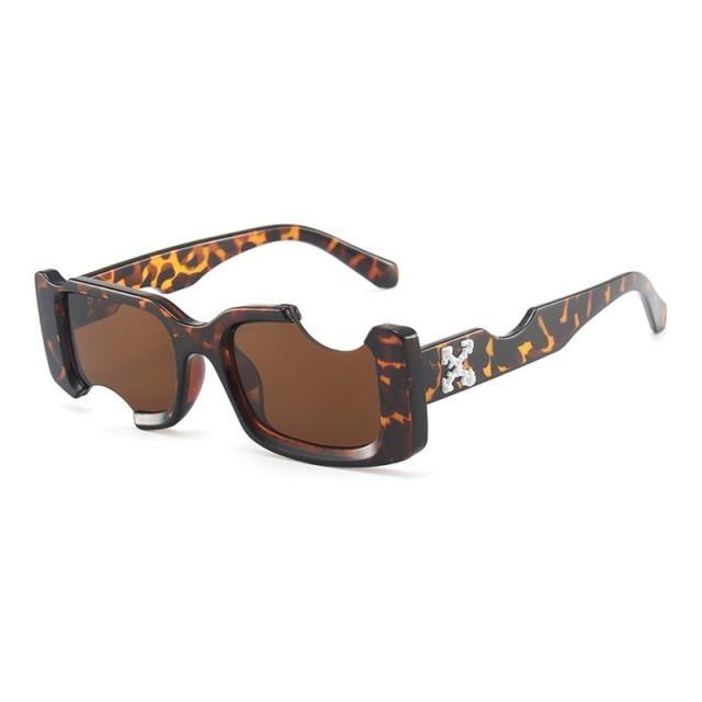 Trending Vintage Rectangle Sunglasses with Black Pink Lenses