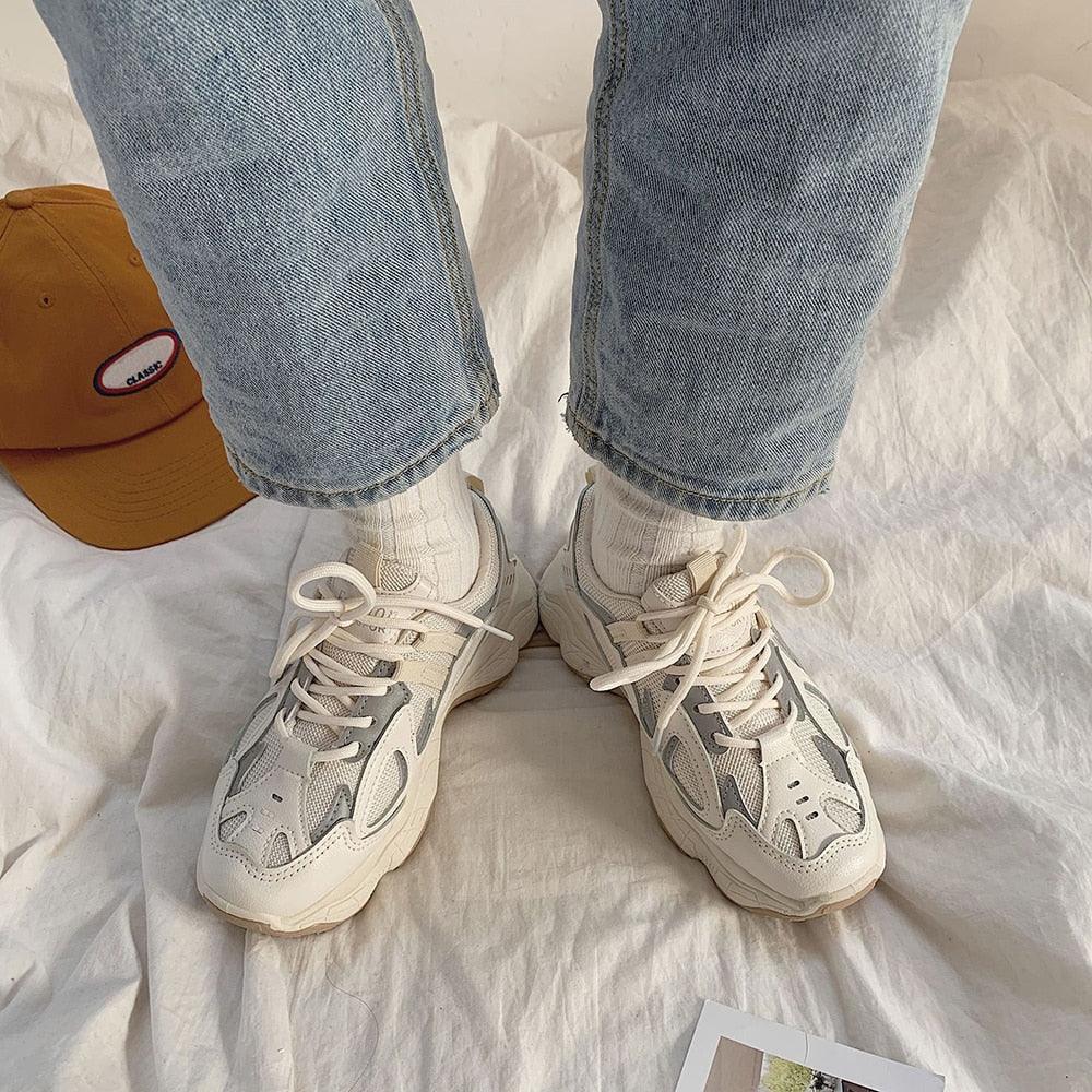 Women’s Chunky Platform Sneakers - Reflective Casual Streetwear