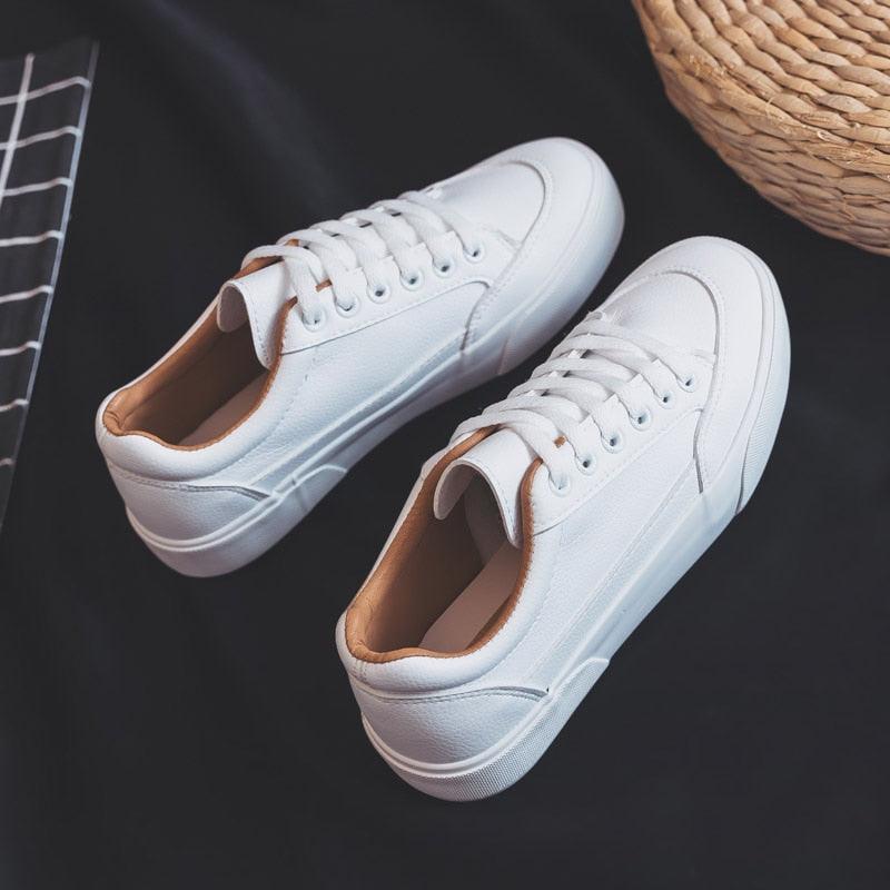 Women’s White Business Sneakers Lightweight Casual Platform Shoes