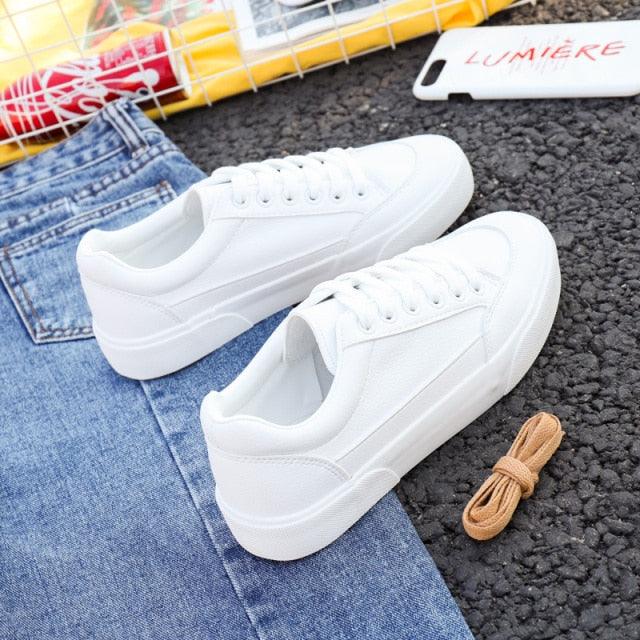 Women’s White Business Sneakers Lightweight Casual Platform Shoes