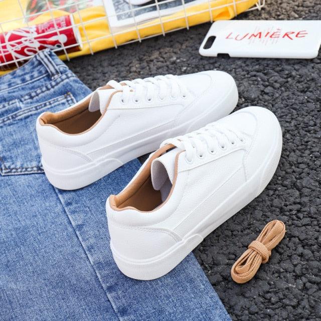 Women’s White Business Sneakers Lightweight Casual Platform Shoes