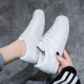 Women's White Casual Lace-Up Sneakers - Comfortable Eco Leather Flats