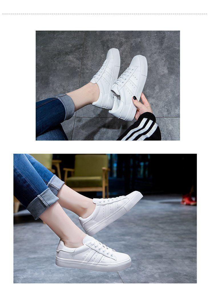 Women's White Casual Lace-Up Sneakers - Comfortable Eco Leather Flats