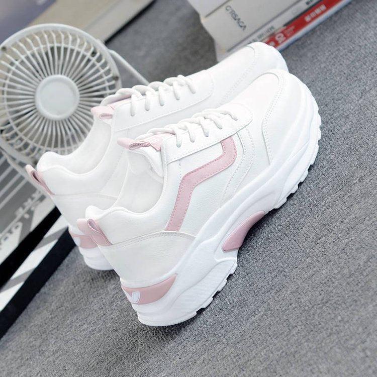 Classic White Platform Sneakers - Comfortable Casual Low Top Shoes