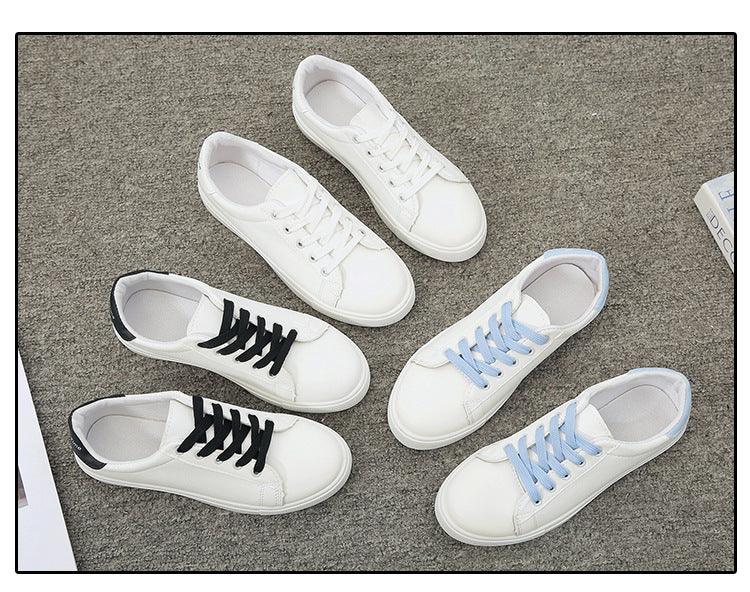 Women's Leather Platform White Sneakers Casual Lace-Up Flats