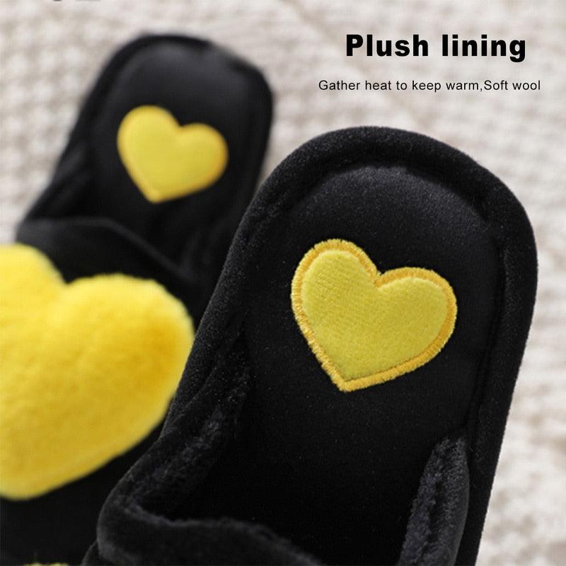 Plush Heart Slippers for Women & Girls - Soft Indoor House Shoes