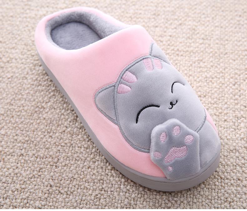 Women's Cat Face Furry Slippers – Soft Plush Warm House Shoes