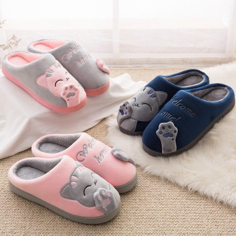 Women's Cat Face Furry Slippers – Soft Plush Warm House Shoes