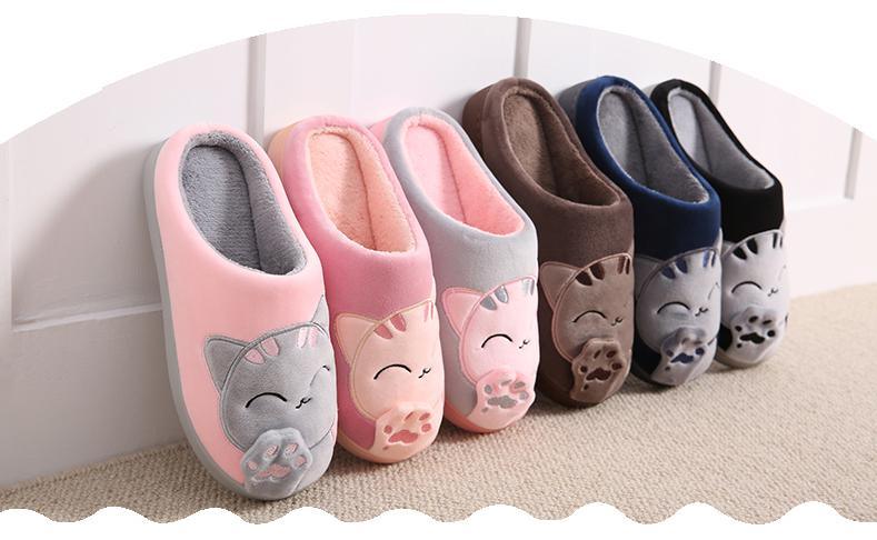 Women's Cat Face Furry Slippers – Soft Plush Warm House Shoes