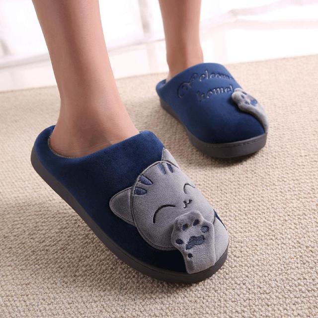 Women's Cat Face Furry Slippers – Soft Plush Warm House Shoes