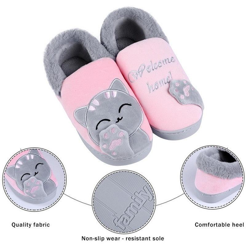 Women’s Plush Cat Slippers with Memory Foam & Non-Slip Sole