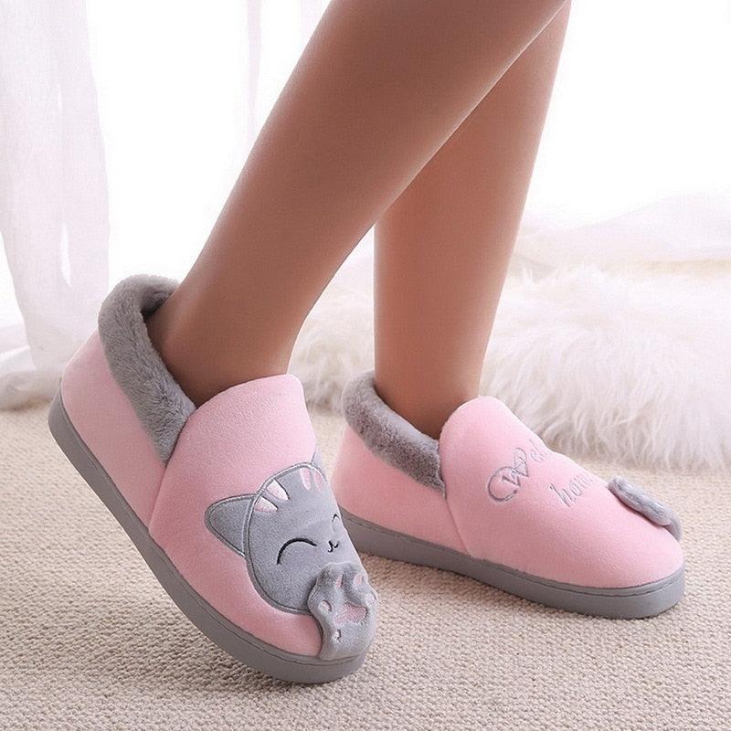 Women’s Plush Cat Slippers with Memory Foam & Non-Slip Sole