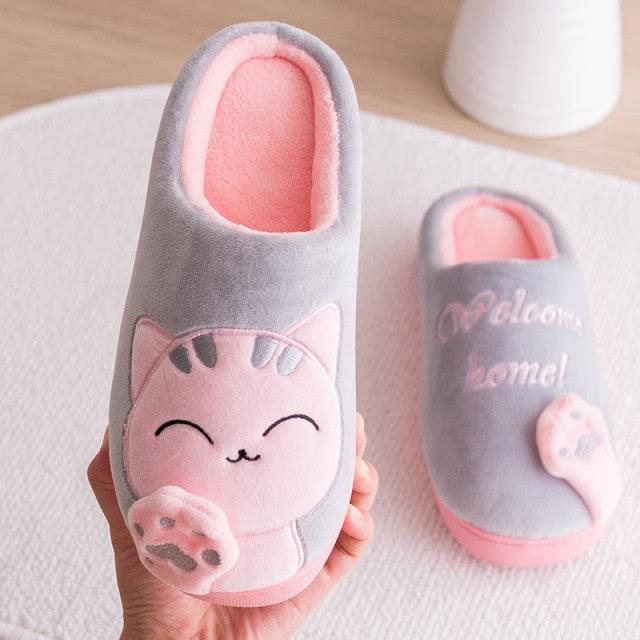 Women’s Memory Foam Cat Slippers with Waterproof Rubber Sole