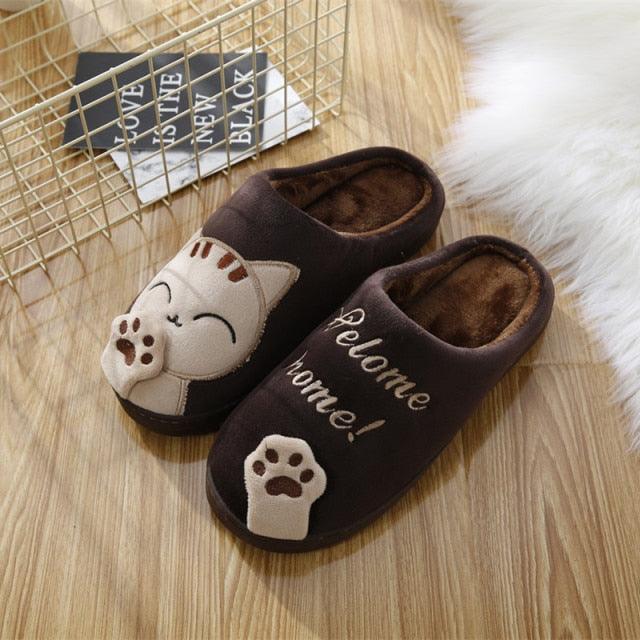 Women's open-toe memory foam cat slippers with waterproof rubber sole for indoor and outdoor wear