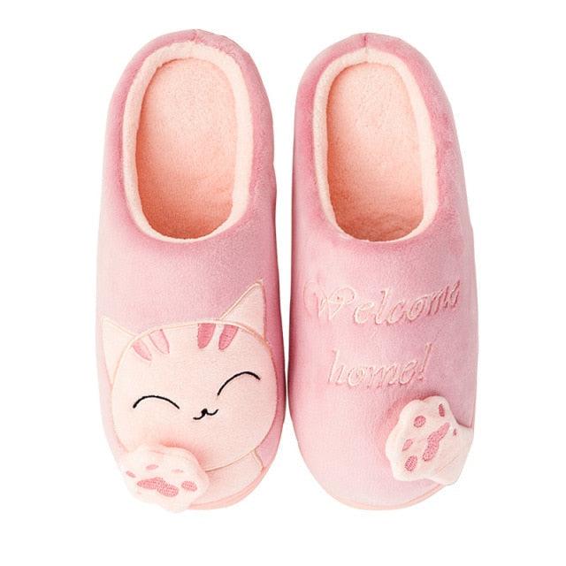 Women’s Memory Foam Cat Slippers with Waterproof Rubber Sole