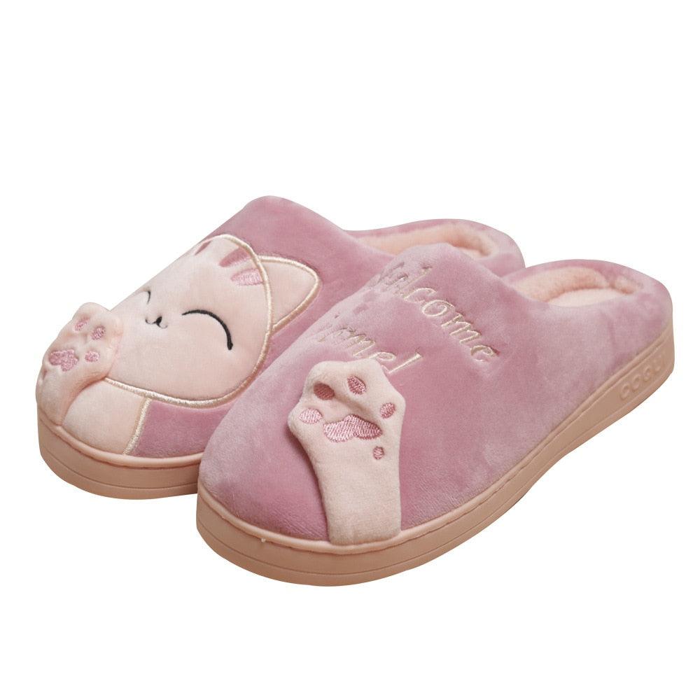 Women’s Memory Foam Cat Slippers with Waterproof Rubber Sole