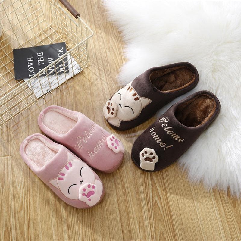 Women’s Memory Foam Cat Slippers with Waterproof Rubber Sole