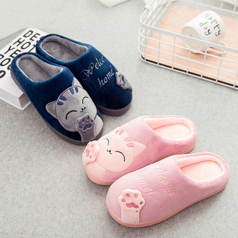 Women’s Memory Foam Cat Slippers with Waterproof Rubber Sole