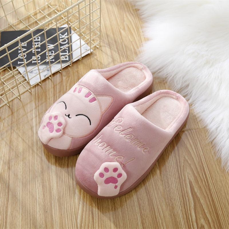 Women’s Memory Foam Cat Slippers with Waterproof Rubber Sole
