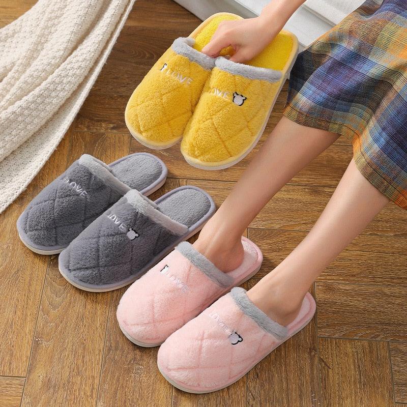 Memory Foam Women's Winter Slippers Anti-Slip Soft Indoor House Shoes