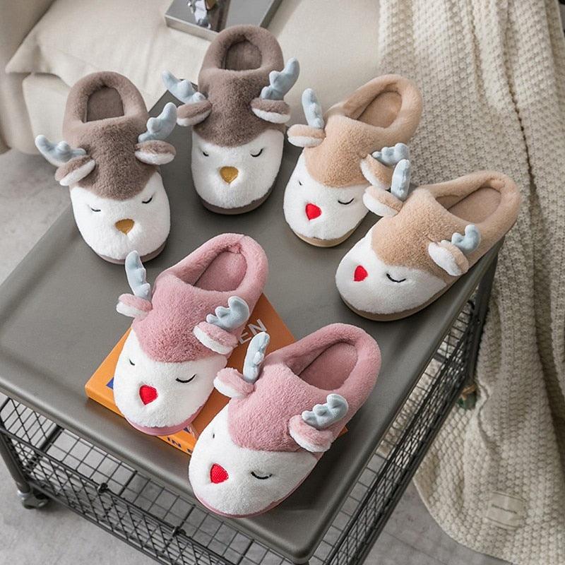 Plush Elk Slippers for Men & Women