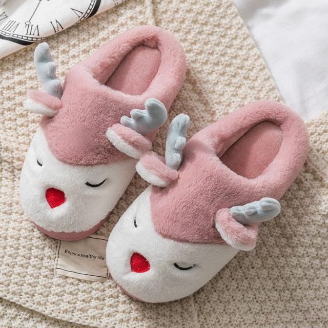 Plush Elk Slippers for Men & Women