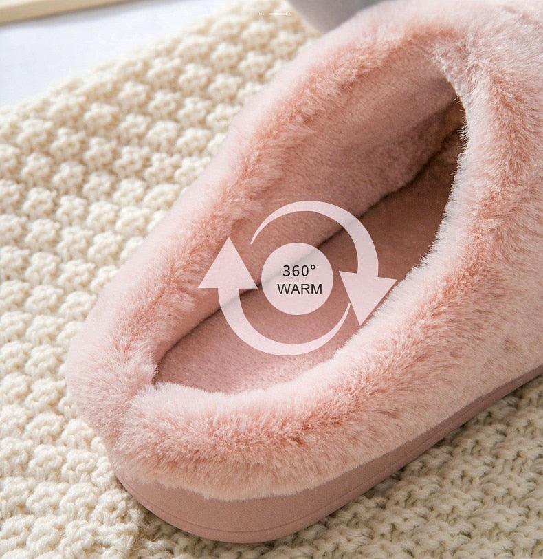 Furry Deer Elk House Slippers Warm Non-Slip Indoor Bedroom Shoes