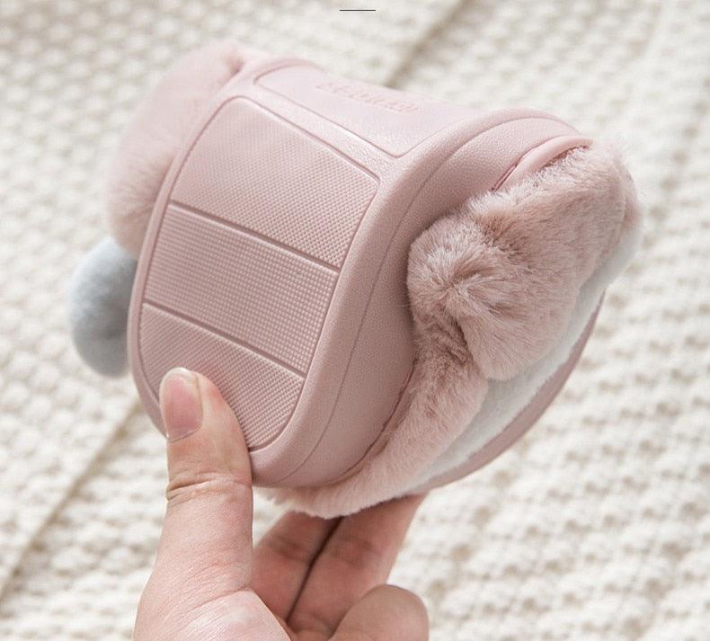 Furry Deer Elk House Slippers Warm Non-Slip Indoor Bedroom Shoes