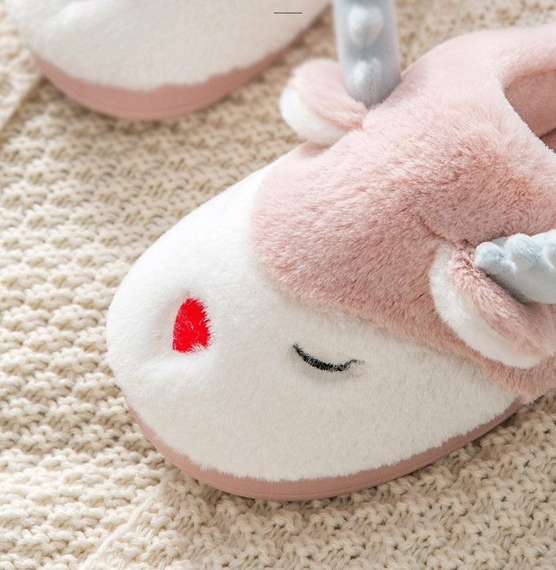 Furry Deer Elk House Slippers Warm Non-Slip Indoor Bedroom Shoes
